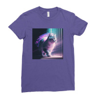 Cat In Window Vaporwave Motion Blur Ladies Fitted T-shirt | Artistshot