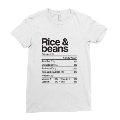 Rice And Beans Nutrition Facts Funny Thanksgiving Christmas Food Ladies Fitted T-shirt Designed By Yuh2105