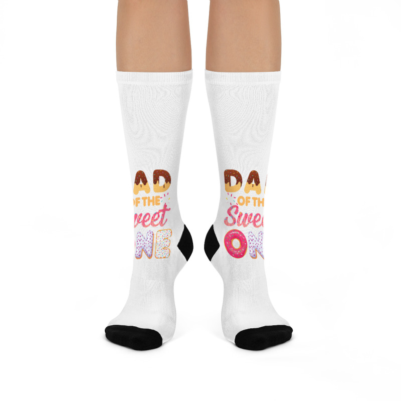 Dad Of Sweet One First Birthday Donut Theme T Shir Crew Socks | Artistshot