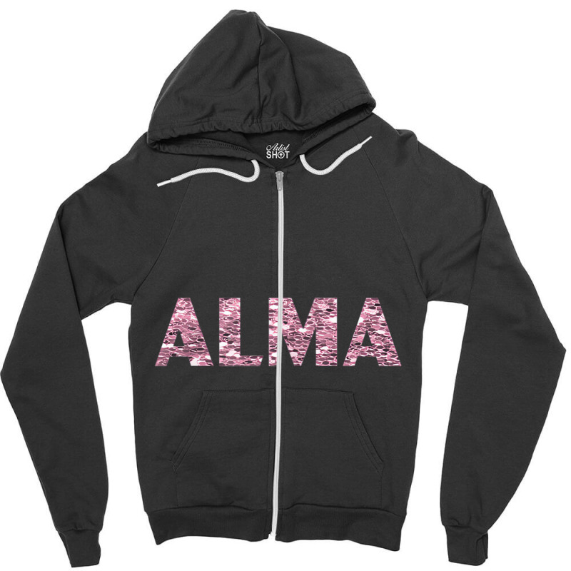 Womens Alma Heart Pink T Shirt Zipper Hoodie | Artistshot