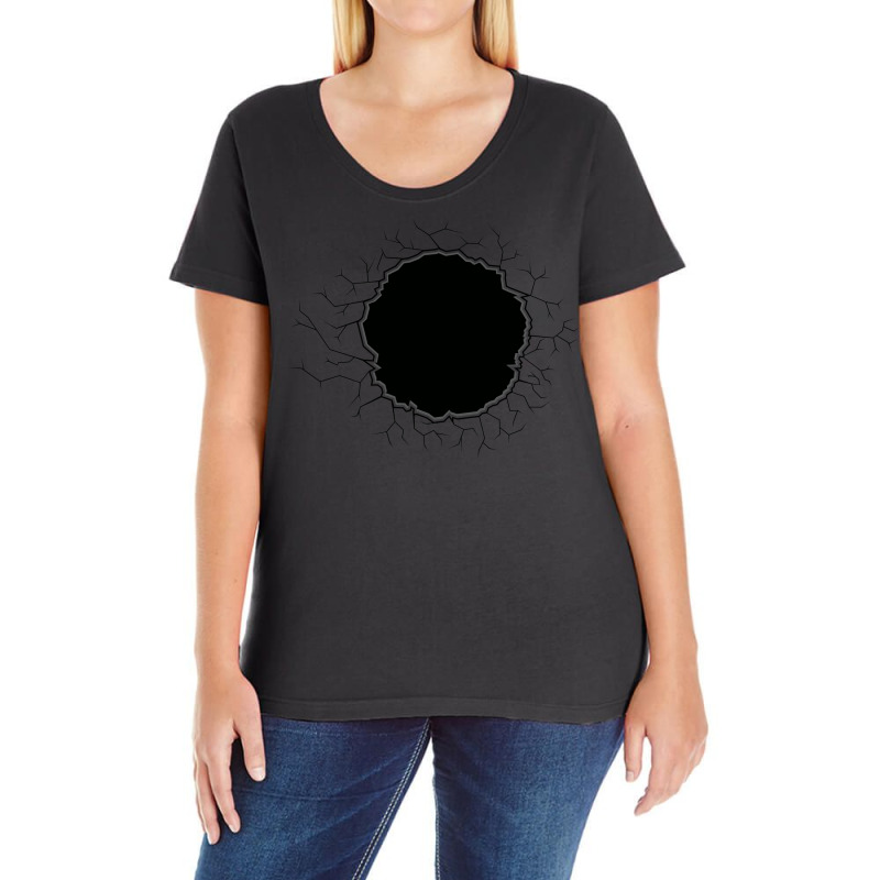 Monochrome Illustrations Of Holes And Cracks Ladies Curvy T-Shirt by selos47 | Artistshot