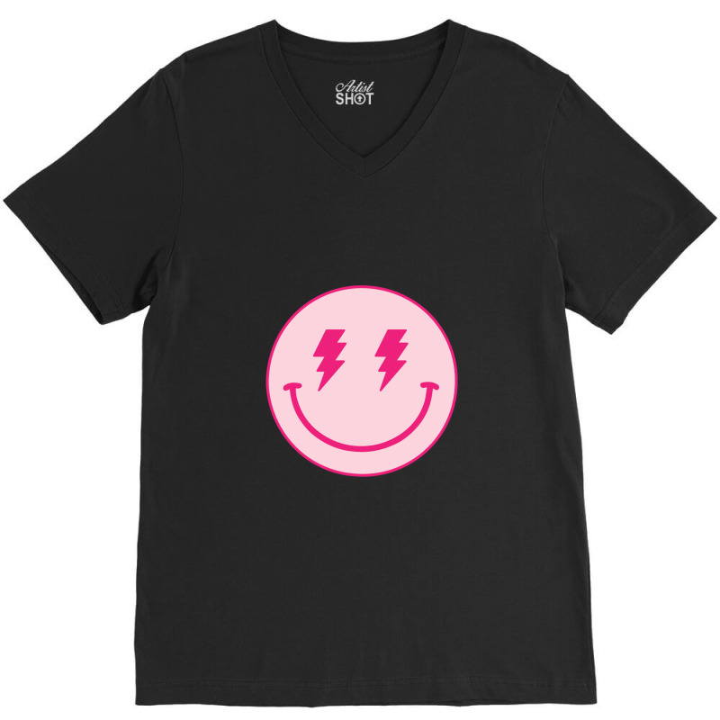 Lightning Bolt Happy Face Motivation V-Neck Tee by Yuh2105 | Artistshot