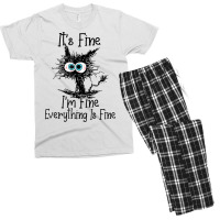 Funny Cat Lover It's Fine I'm Fine Everything Is F Men's T-shirt Pajama Set | Artistshot