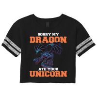 Sorry My Dragon Ate Your Unicorn Unicorn Dragon Sh Scorecard Crop Tee | Artistshot