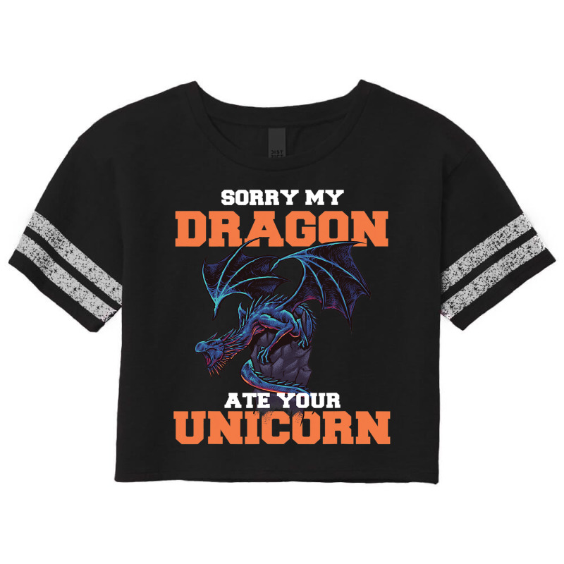 Sorry My Dragon Ate Your Unicorn Unicorn Dragon Sh Scorecard Crop Tee by Upsunshine | Artistshot