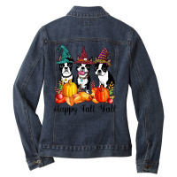 Boston Terrier Dog Lover Fall Ya'll Halloween Cost Ladies Denim Jacket | Artistshot