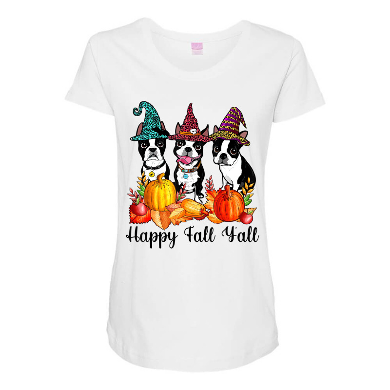 Boston Terrier Dog Lover Fall Ya'll Halloween Cost Maternity Scoop Neck T-shirt by aiiluurosy | Artistshot