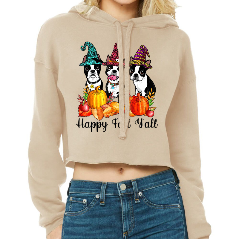 Boston Terrier Dog Lover Fall Ya'll Halloween Cost Cropped Hoodie by aiiluurosy | Artistshot