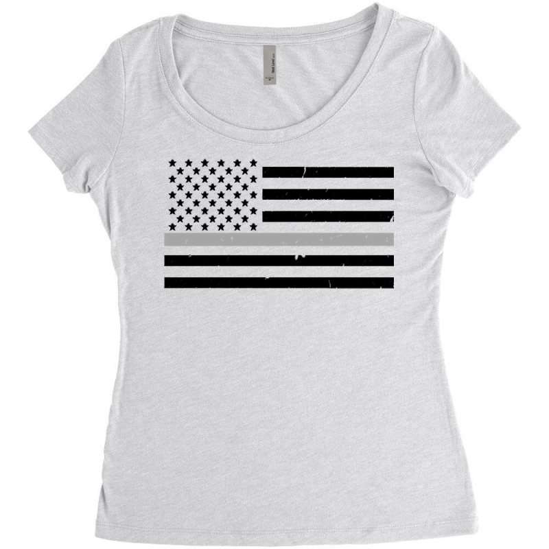 Thin Silver Line Flag Hoodie For Corrections Offic Women's Triblend Scoop T-shirt | Artistshot