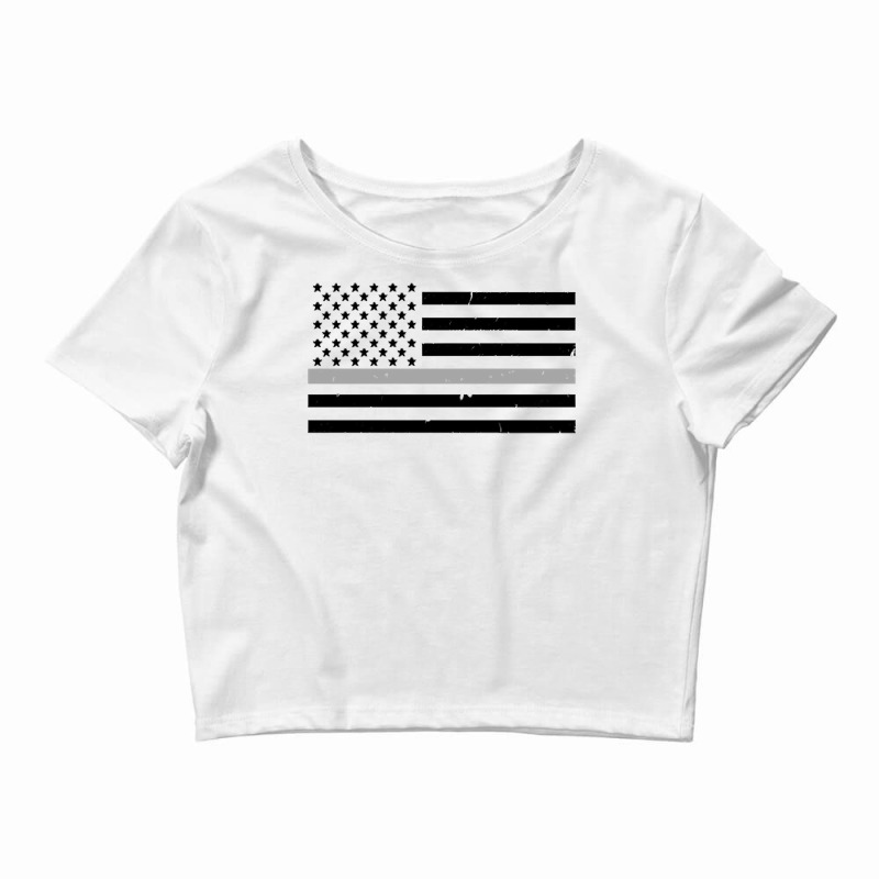 Thin Silver Line Flag Hoodie For Corrections Offic Crop Top | Artistshot