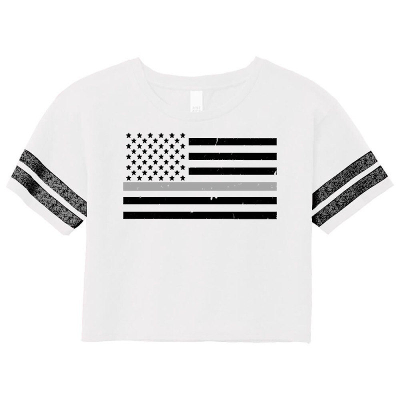 Thin Silver Line Flag Hoodie For Corrections Offic Scorecard Crop Tee | Artistshot