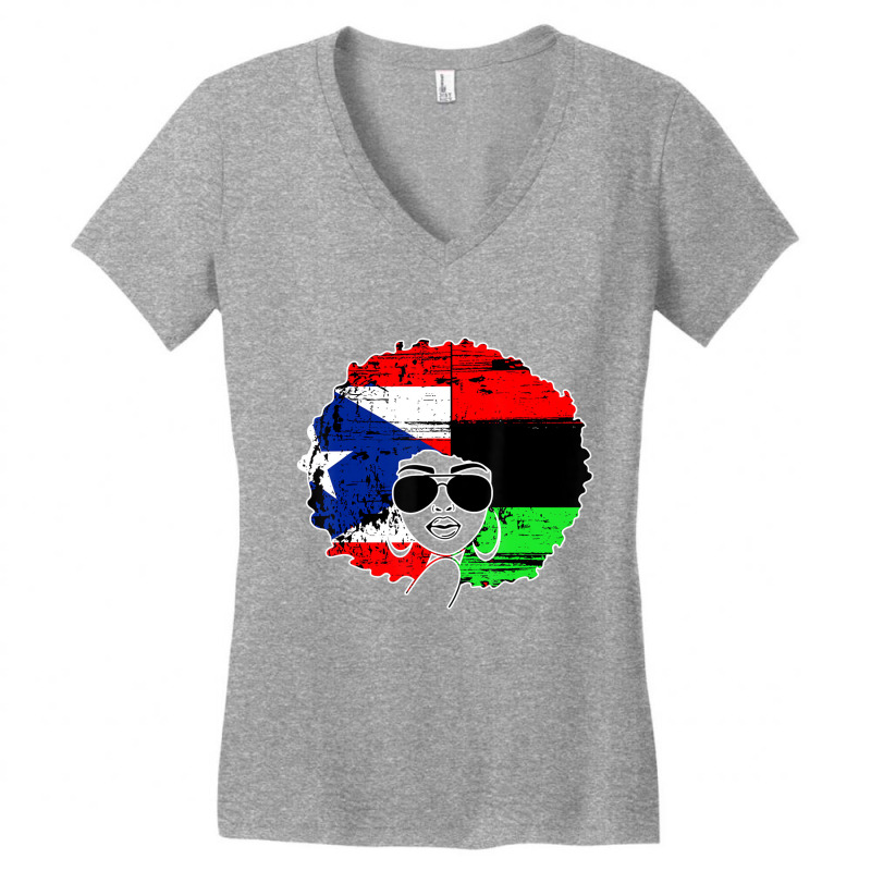 Puerto Rican Afro Latina, Boricua Puerto Rico Flag Women's V-Neck T-Shirt by ewubea | Artistshot