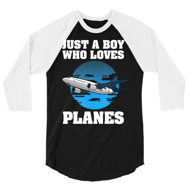 Funny Airplane Designs For Boys Men Plane Pilot Av 3/4 Sleeve Shirt | Artistshot