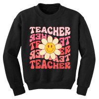 Funny Teacher Daisy Flowers Retro Groovy 70s Valen Youth Sweatshirt | Artistshot