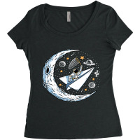 Astronaut On Paper Bird Catching Stars Party Outfi Women's Triblend Scoop T-shirt | Artistshot