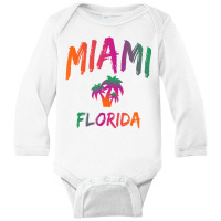 Miami   Florida   Tie Dye Text Print   Classic T S Long Sleeve Baby Bodysuit | Artistshot