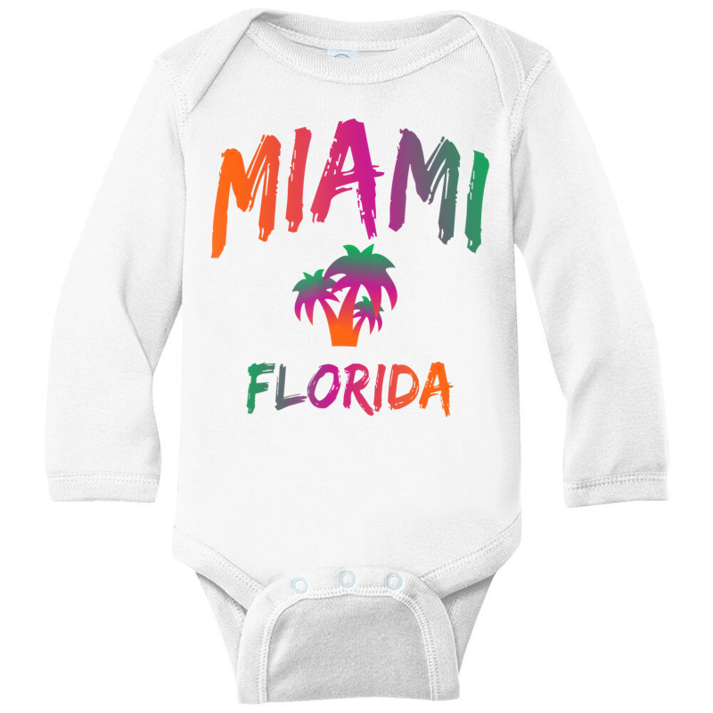 Miami   Florida   Tie Dye Text Print   Classic T S Long Sleeve Baby Bodysuit | Artistshot