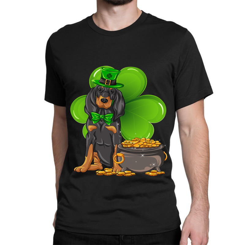 St Patricks Day Black And Tan Coonhound Shamrock P Classic T-shirt by Upsunshine | Artistshot