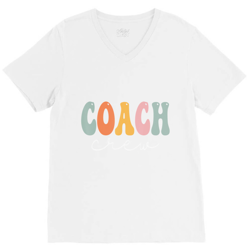 Coach Crew Retro Groovy Vintage Happy First Day Of V-neck Tee | Artistshot