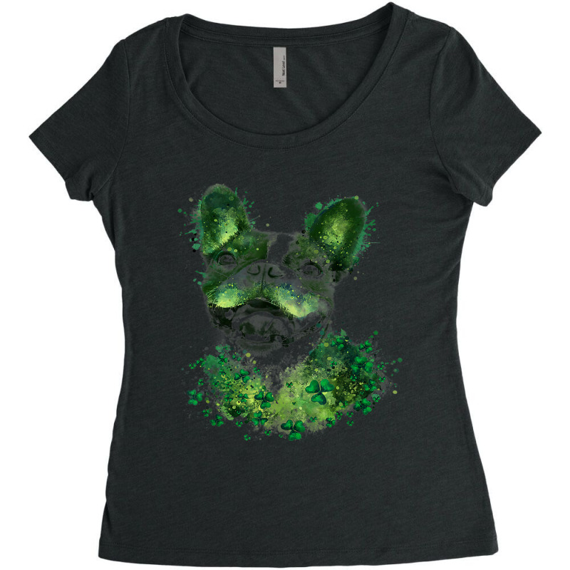 St Patricks Day Boston Terrier Shamrock Pet Dog Lo Women's Triblend Scoop T-shirt by Upsunshine | Artistshot