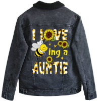 I Love Being A Auntie Sunflower Bee, Mother's Day Unisex Sherpa-lined Denim Jacket | Artistshot