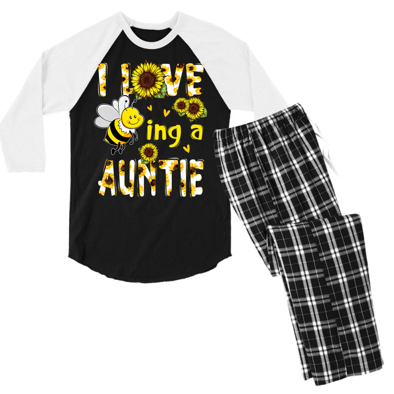 I Love Being A Auntie Sunflower Bee, Mother's Day Men's 3/4 Sleeve Pajama Set | Artistshot