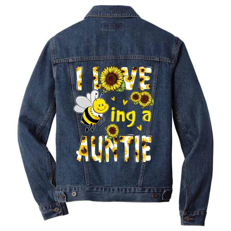 I Love Being A Auntie Sunflower Bee, Mother's Day Men Denim Jacket | Artistshot