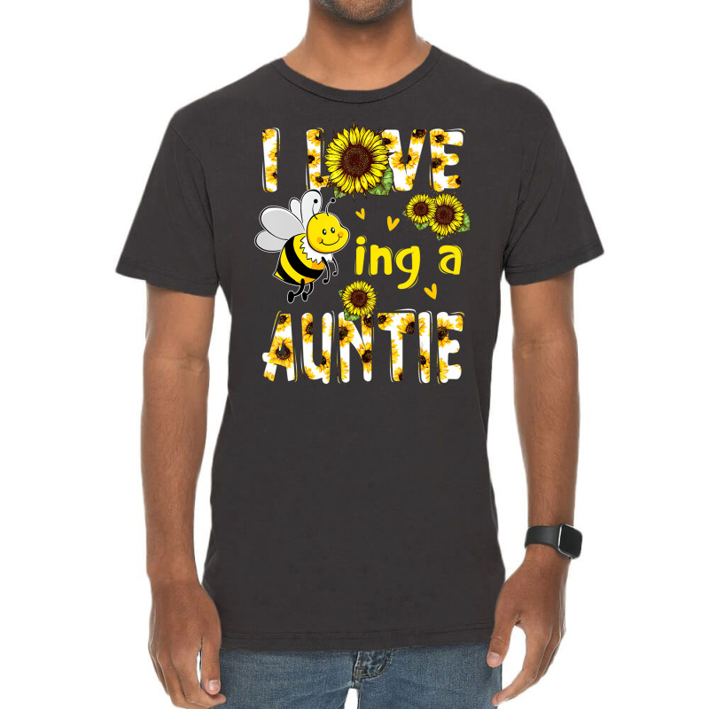 I Love Being A Auntie Sunflower Bee, Mother's Day Vintage T-shirt | Artistshot