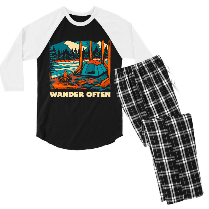 Wander Often Camping Traveling Hiking Wildlife T S Men's 3/4 Sleeve Pajama Set | Artistshot