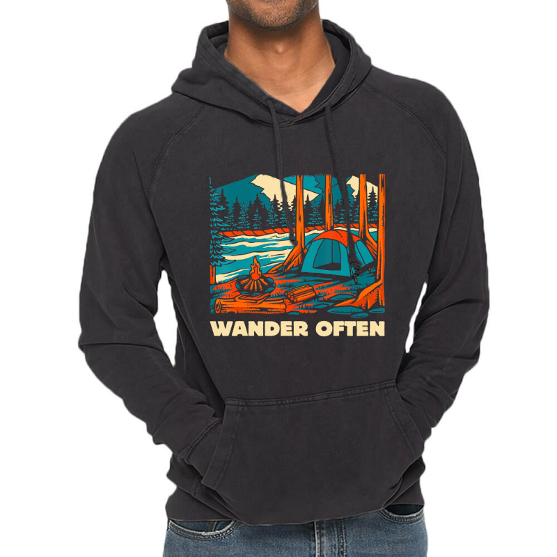 Wander Often Camping Traveling Hiking Wildlife T S Vintage Hoodie | Artistshot