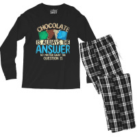 Funny Chocolate Is Always The Answer White Chocola Men's Long Sleeve Pajama Set | Artistshot