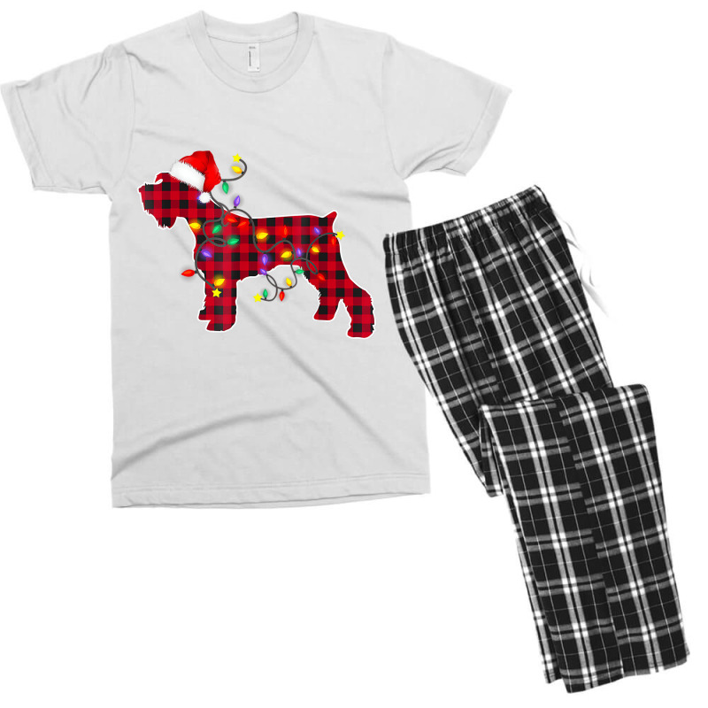 Miniature Schnauzer Dog Lights Christmas Matching Men's T-shirt Pajama Set by bettincam | Artistshot