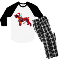 Miniature Schnauzer Dog Lights Christmas Matching Men's 3/4 Sleeve Pajama Set | Artistshot