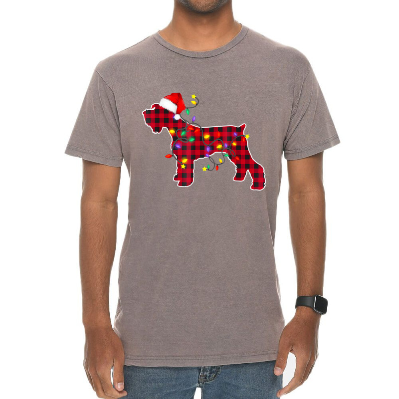 Miniature Schnauzer Dog Lights Christmas Matching Vintage T-Shirt by bettincam | Artistshot