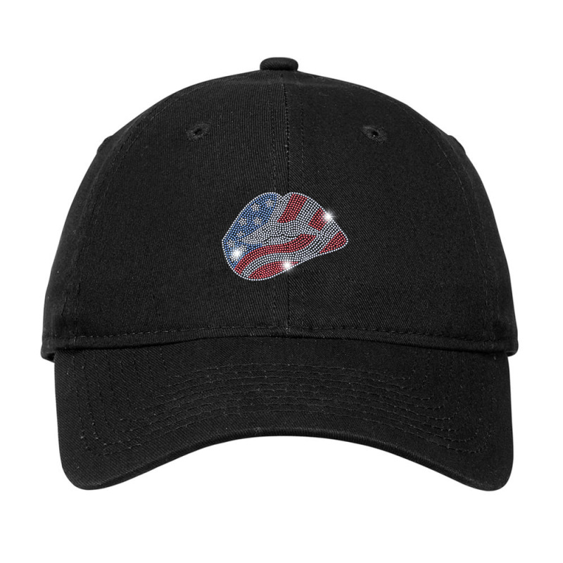 July 4th Usa Lips Flag Bling Rhinestone Men Woman Adjustable Cap by sudhirka | Artistshot