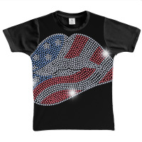 July 4th Usa Lips Flag Bling Rhinestone Men Woman Graphic Youth T-shirt | Artistshot