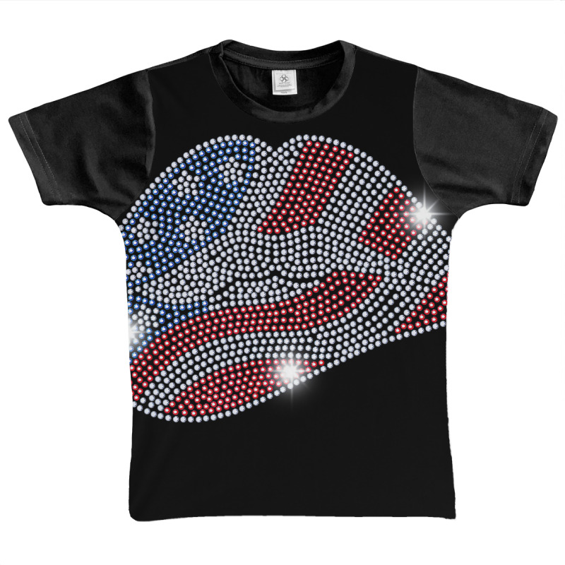 July 4th Usa Lips Flag Bling Rhinestone Men Woman Graphic Youth T-shirt by sudhirka | Artistshot