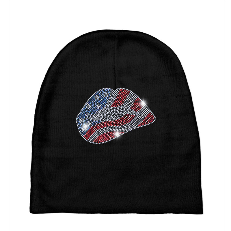 July 4th Usa Lips Flag Bling Rhinestone Men Woman Baby Beanies by sudhirka | Artistshot