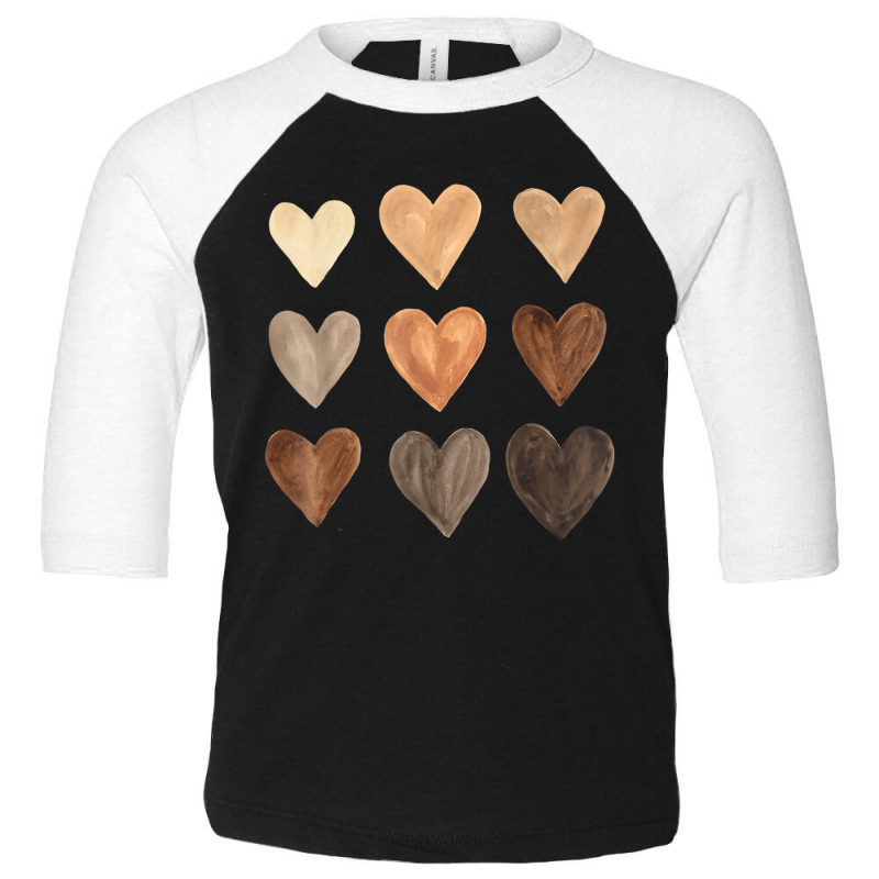 Diversity Heart Skin Tones Black Pride Melanin Kin Toddler 3/4 Sleeve Tee | Artistshot