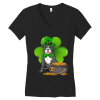 St Patricks Day Staffordshire Bull Terrier Shamroc Women's V-neck T-shirt | Artistshot