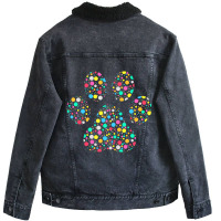 Colourful Polka Dot Dog Paw International Dot Day Unisex Sherpa-lined Denim Jacket | Artistshot