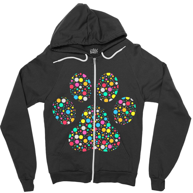 Colourful Polka Dot Dog Paw International Dot Day Zipper Hoodie by chomibe | Artistshot