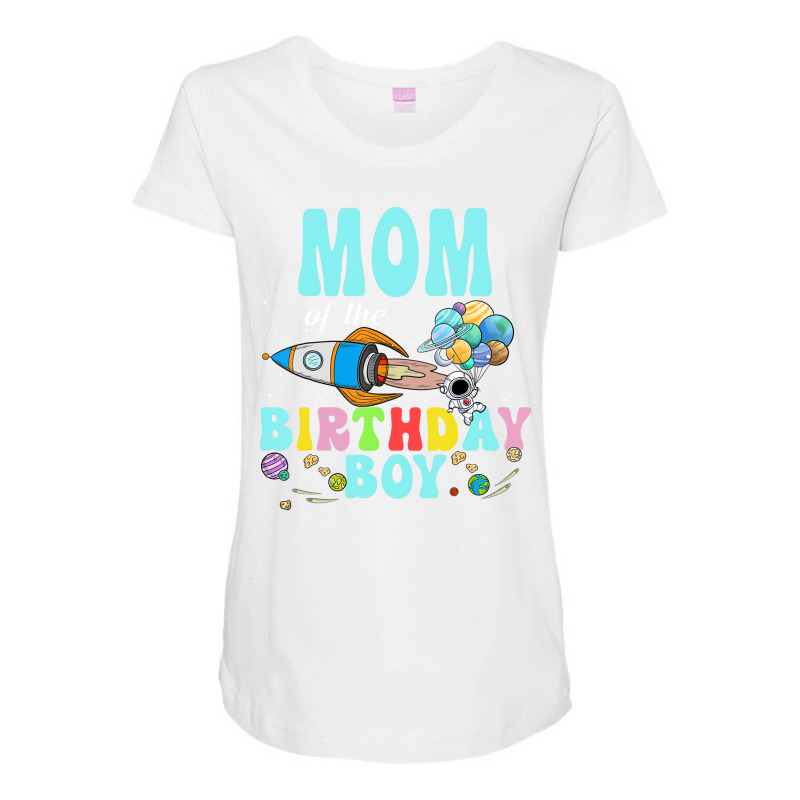 Mom Of The Birthday Astronaut Boy Space Party T Sh Maternity Scoop Neck T-shirt by bettincam | Artistshot