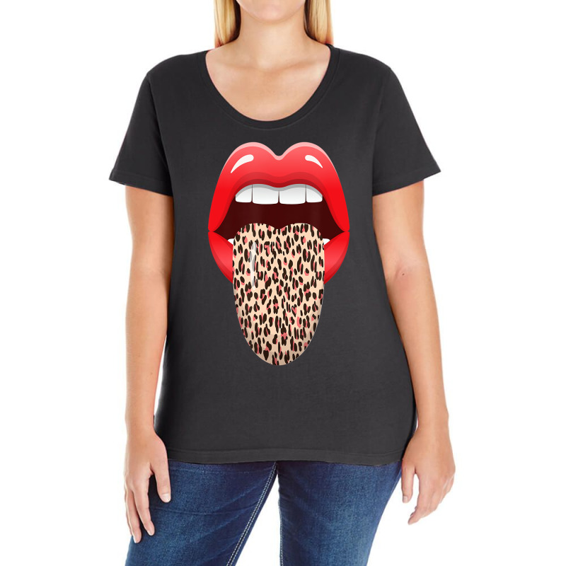 Eyelashes Lips And Tongue Women Kiss Clothes Lip B Ladies Curvy T-Shirt by lavinia | Artistshot