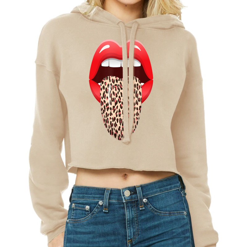 Eyelashes Lips And Tongue Women Kiss Clothes Lip B Cropped Hoodie by lavinia | Artistshot