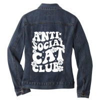 New Cat Club Cool Slogan In Shirt Ladies Denim Jacket | Artistshot