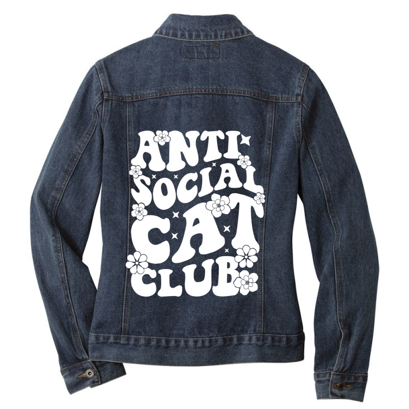 New Cat Club Cool Slogan In Shirt Ladies Denim Jacket | Artistshot