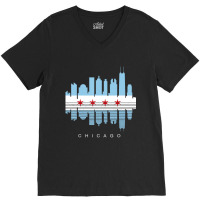 Vintage Chicago Illinois Flag Skyline For Men Or W V-neck Tee | Artistshot