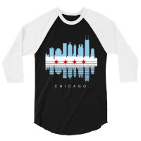 Vintage Chicago Illinois Flag Skyline For Men Or W 3/4 Sleeve Shirt | Artistshot