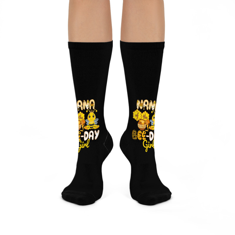 Nana Of The Bee Day Girl Funny Bee Birthday Party Crew Socks | Artistshot